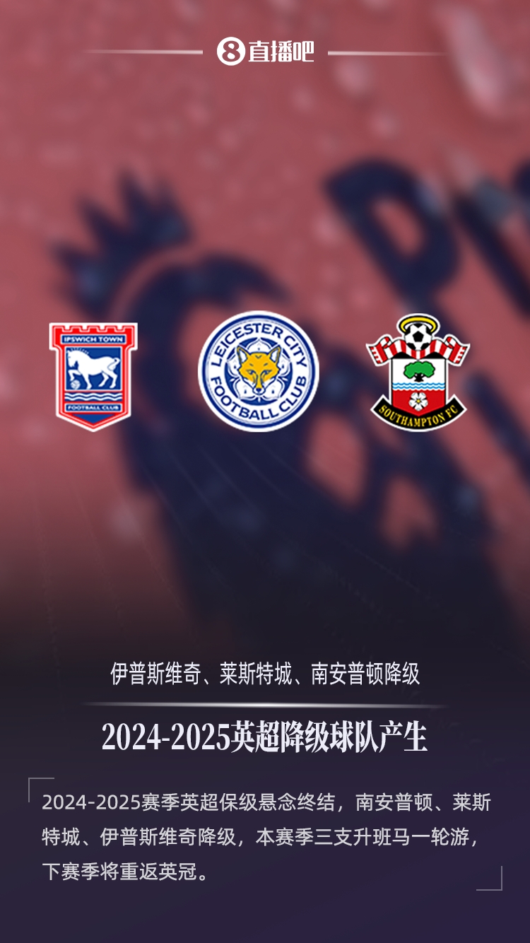 英超1年游伊鎮(zhèn)、藍(lán)狐、圣徒3隊確定降級，連續(xù)兩年升班馬全降